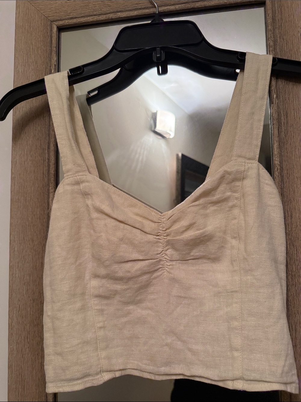 Abercrombie & Fitch Cream Linen-Cotton Square-Neck Camisole - Picture 4 of 5